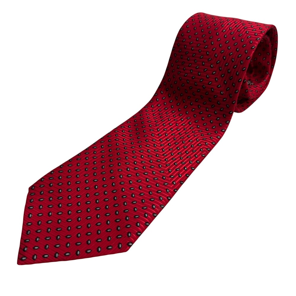 Stefano Ricci Tie Red Geometric Chevron 100% Silk Italian Italy Luxury Necktie